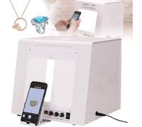 Smartphone Jewelry Shooting Light Box, J-ewelry Photography Light Box, Jewelry 360° Rotating Photo Light Box, 4 Dimmable LED Lights, Hanging Stand for Jew-elry Product Photos, 3000-5500K Adjust(TB30)