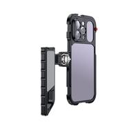 Smartphone Video Cage Kit Professional Aluminum Alloy Vlog Rig with Cold Shoe Mounts Handle Grip for Pro Live Streaming Photography Videography Black