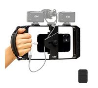 Smartphone Video Rig with Wireless Remote Control + Wrist Strap, Phone Stabilizer Handheld Filmmaking Rig Cage Supports with 3 Cold Shoe Mount for Vlogging YouTube Videomaker for iPhone 13 12 11 X XS