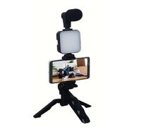 Smartphone Video Vlogging Kit - Tripod Phone Holder for Content Creators | Vlogger Kit for Podcasts, Recording and Live Streaming | Complete Video Kit with Microphone and Light for Social Media
