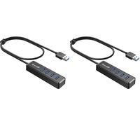 SmartQ H302S USB 3.0 Hub, 4-Port USB Expander with 2ft Long Cable, High-Speed Data Transfer, Compatible with Laptop, PC, Mac, Printer, External HDD (Pack of 2)