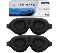 SmartRest Sleep Mask [2 Pack] - Eye Mask for Sleeping - Patented, Contoured, 100% Blackout, Zero Pressure Sleeping Masks for Women and Men, Blindfold and Eye Covers - S2 Black