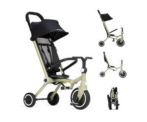 smarTrike Wonder Foldable Toddler Trike Stroller - Lightweight 4-in-1 Travel Tricycle with Patented One-Handed Steering, Compact Carry-On Fold, Ages 9 Months-3 Years, Light Olive
