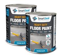 SmartSeal Heavy Duty Floor Paint - Azure Blue, 2 x 5L - Hard-Wearing Garage Floor Paint with Anti-Slip Mid-Sheen Finish - also Ideal for Decking, Warehouse flooring, Brick, Concrete, Stone & Wood
