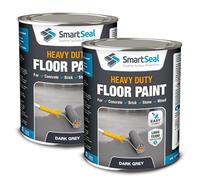 SmartSeal Heavy Duty Floor Paint - Dark Grey, 2 x 5L - Hard-Wearing Garage Floor Paint with Anti-Slip Mid-Sheen Finish - also Ideal for Decking, Warehouse flooring, Brick, Concrete, Stone & Wood