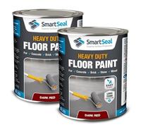 SmartSeal Heavy Duty Floor Paint - Dark Red, 2 x 5L - Hard-Wearing Garage Floor Paint with Anti-Slip Mid-Sheen Finish - also Ideal for Decking, Warehouse flooring, Brick, Concrete, Stone & Wood