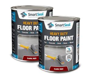 SmartSeal Heavy Duty Floor Paint - Dark Red, 2 x 5L - Hard-Wearing Garage Floor Paint with Anti-Slip Mid-Sheen Finish - also Ideal for Decking, Warehouse flooring, Brick, Concrete, Stone & Wood