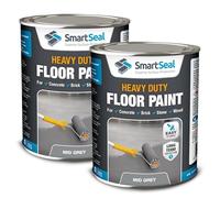 SmartSeal Heavy Duty Floor Paint - Mid Grey, 2 x 5L - Hard-Wearing Garage Floor Paint with Anti-Slip Mid-Sheen Finish - also Ideal for Decking, Warehouse flooring, Brick, Concrete, Stone & Wood