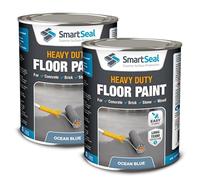 SmartSeal Heavy Duty Floor Paint - Ocean Blue, 2 x 5L - Hard-Wearing Garage Floor Paint with Anti-Slip Mid-Sheen Finish - also Ideal for Decking, Warehouse flooring, Brick, Concrete, Stone & Wood