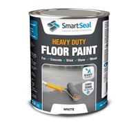 SmartSeal Heavy Duty Floor Paint - White, 2.5L - Hard-Wearing Garage Floor Paint with Anti-Slip Mid-Sheen Finish - also Ideal for Decking, Warehouse flooring, Brick, Concrete, Stone & Wood