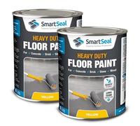 SmartSeal Heavy Duty Floor Paint - Yellow, 2 x 5L - Hard-Wearing Garage Floor Paint with Anti-Slip Mid-Sheen Finish - also Ideal for Decking, Warehouse flooring, Brick, Concrete, Stone & Wood