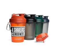 Smartshake Lite 4-Pack Protein Shaker Bottle - Leakproof Screw-on Lid - BPA Free - Unisex (Nature, 600ml/20oz)