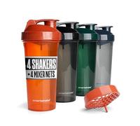 Smartshake Lite 4-Pack Protein Shaker Bottle - Leakproof Screw-on Lid - BPA Free - Unisex (Nature, 800ml/27oz)