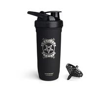 smartshake Rockband Reforce Stainless Steel Protein Shaker Bottle 900 ml | 30 oz - Leakproof Screw-on Lid - BPA Free - Non Insulated - Unisex (Mötley Crüe Logo)