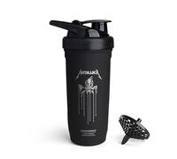 SmartShake Rockband Reforce Stainless Steel Protein Shaker Bottle 900 ml | 30 oz - Leakproof Screw-on Lid - BPA Free - Non Insulated - Unisex (Metallica, Scary Guy Logo)