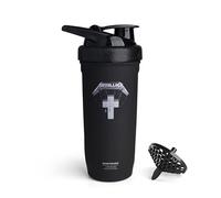 SmartShake Rockband Reforce Stainless Steel Protein Shaker Bottle 900 ml | 30 oz - Leakproof Screw-on Lid - BPA Free - Unisex - Metallica, Master of Puppets Logo on Bottle
