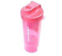 Smartshake Slim Protein Shaker Bottle With Storage 400ml to 500ml Leakproof BPA Free Small Protein Shake Bottles Smart Shaker Cup for Women + Men, Neon Pink