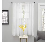 SmartSheer Thermoregulating Semi-Sheer Crushed Voile Curtains - Energy-Saving Privacy Panels with UV Light Deflection, Heat & Cold Insulation for Living Room, Bedroom, and Dining Room (White)