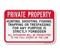 SmartSign 30.5x45.7 cm "Private Property,Jagd, Schießen, Angeln, Trespassing Strictly Forbidden" Metallschild, 120 mm Aluminiumverbundstoff (ACM), EG reflektierendes Material, rot, schwarz und weiß