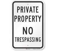 SmartSign 3M Diamond Grade Reflective Aluminum Sign, Legend "Private Property - No Trespassing", 18" high x 12" wide, Black on White
