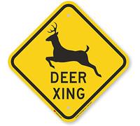 SmartSign 3M Engineer Grade Reflective Sign, Legend "Deer Xing" with Graphic, 12" square, Black on Yellow