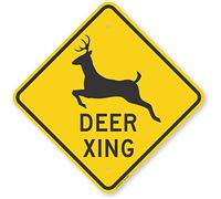 SmartSign 3M Engineer Grade Reflective Sign, Legend "Deer Xing" with Graphic, 18" square, Black on Yellow