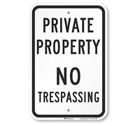 SmartSign 3M Engineer Grade Reflective Sign, Legend"Private Property - No Trespassing", 18" high x 12" wide, Black on White