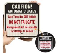 SmartSign 3M High Intensity Grade Reflective Sign, Legend "Caution: Automatic Gates - Do Not Tailgate", 12" square, Black/Red on White