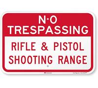 SmartSign 3M High Intensity Grade Reflective Sign, Legend No Trespassing - Rifle Pistol Shooting Range, 12" high x 18" wide, Red on White