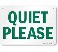 SmartSign 7 x 10 inch “Quiet Please” Sign with Pre-Cleared Holes, Digital Printing, 55 mil HDPE Plastic, Green and White