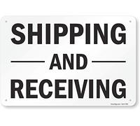 SmartSign Aluminum Sign, Legend "Shipping and Receiving", 12" high x 18" wide, Black on White
