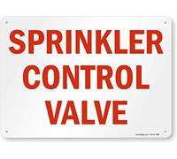 SmartSign Aluminum Sign, Legend "Sprinkler Control Valve", 10" high x 14" wide, Red on White