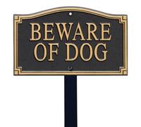 SmartSign “Beware of Dog” GardenBoss Statement Plaque | 5.75" x 9.5" Aluminum Plaque with 18" Black Lawn Stake