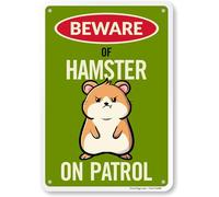 SmartSign Beware Of Hamster On Patrol Funny Animal Sign - 10" x 7", 40 mil Laminated Rustproof Aluminum Metal, For Gift, Yard, Cafe, Room