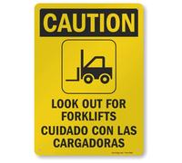 SmartSign "Caution - Look Out For Forklifts" Bilingual Sign | 10" x 14" Aluminum