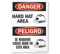 SmartSign"Danger - Hard Hat Area" Bilingual Sign | 10" x 14" Plastic