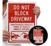 SmartSign “Do Not Block Driveway - Unauthorized Vehicles Towed at Vehicle Owner's Expense” Sign | 10" x 14" Engineer Grade Reflective Aluminum
