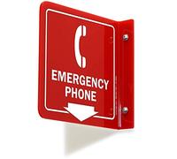 SmartSign "Emergency Phone" Telephone Sign, Projecting Sign, Pre-Drilled with Holes, Polished Edges, Highly Visible | 6" x 6" Acrylic