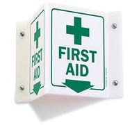 SmartSign"First Aid" Projecting Sign with Down Arrow | 5" x 6" Acrylic