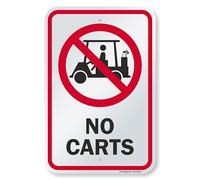 SmartSign - K-8348-AL-12x18 "No Carts" Golf Course Sign | 12" x 18" Aluminum Black/Red on White