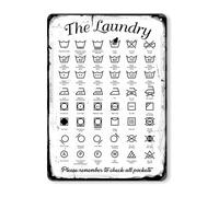SmartSign Laundry Symbols Wall Art Sign, 'Please Remember To Check All Pockets' Vintage Sign, 14" x 10", 40 mil Laminated Rustproof Aluminum, Retro Wall Décor, Black/Rustic White, USA-Made