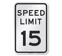 SmartSign MUTCD # R2-1-15 3M Engineer Grade Reflective Sign, Legend "Speed Limit 15", 18" high x 12" wide, Black on White
