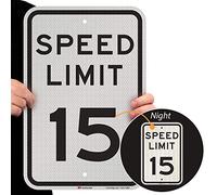 SmartSign MUTCD # R2-1-15 3M High Intensity Grade Reflective Sign, Legend "Speed Limit 15", 18" high x 12" wide, Black on White