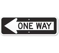 SmartSign MUTCD # R6-1L 3M Engineer Grade Reflective Sign, Legend "One Way" with Left Arrow, 6" high x 18" wide, Black on White