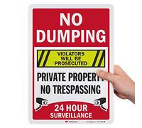 SmartSign “No Dumping - Private Property, No Trespassing, Violators Will Be Prosecuted” Sign | 10" x 14" 3M Engineer Grade Reflective Aluminum