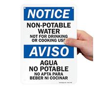 SmartSign "Notice - Non-Potable Water, Not For Drinking Or Cooking" Bilingual Sign | 7" x 10" Aluminum