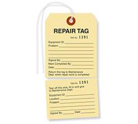 SmartSign Pack of 100 Sequentially Numbered Repair Tags with String | 5 3/4" x 2 7/8" Manila 10pt Cardstock