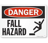 SmartSign Plastic OSHA Safety Sign, Legend "Danger: Fall Hazard", 10" high x 14" wide, Black/Red on White