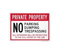 SmartSign "Private Property - No Parking, Dumping, Trespassing, All Offenders Will Be Prosecuted" Metal Sign, 14 x 10 inch, 40 mil Laminated Rustproof Aluminum, Red and White