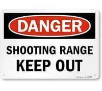 SmartSign - S-7718-Pl-14 "Danger - Shooting Range, Keep Out" Sign | 10" x 14" Plastic Black/Red on White